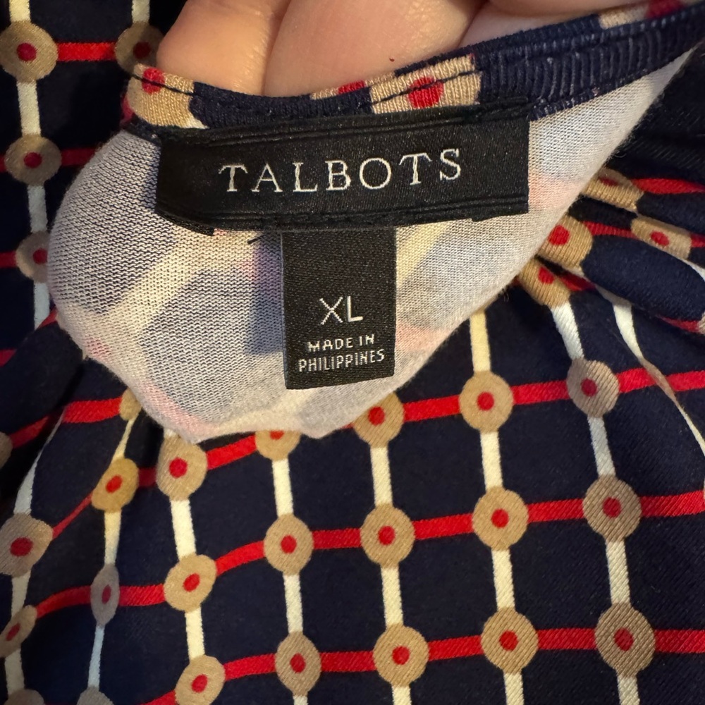 Talbots Geometric Print Long Sleeve Top  Office/Career    XLARGE   #3 - Picture 9 of 9